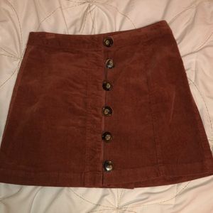 suede burnt orange mini skirt